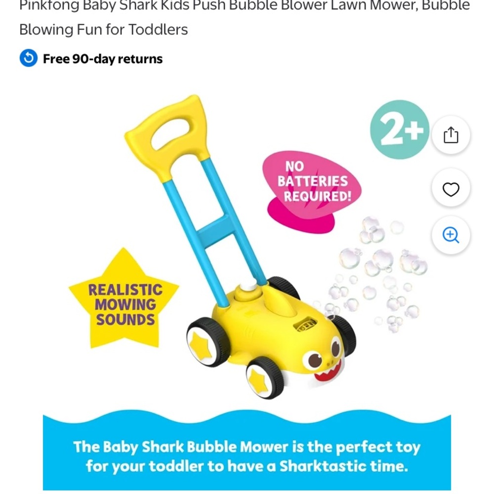 Baby Shark Bubble Mower - Yellow and Blue